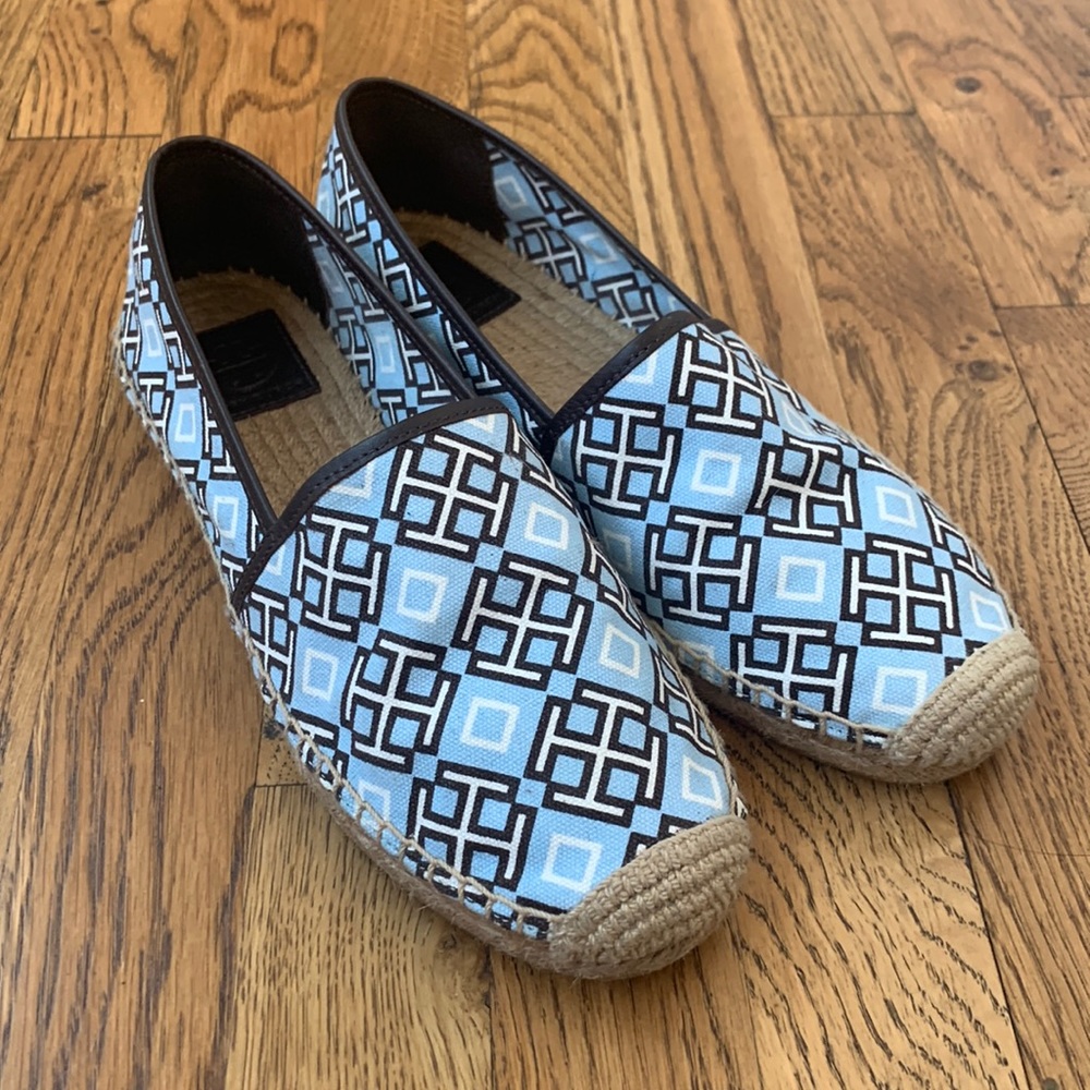 Tory Burch Blue and Black Espadrilles